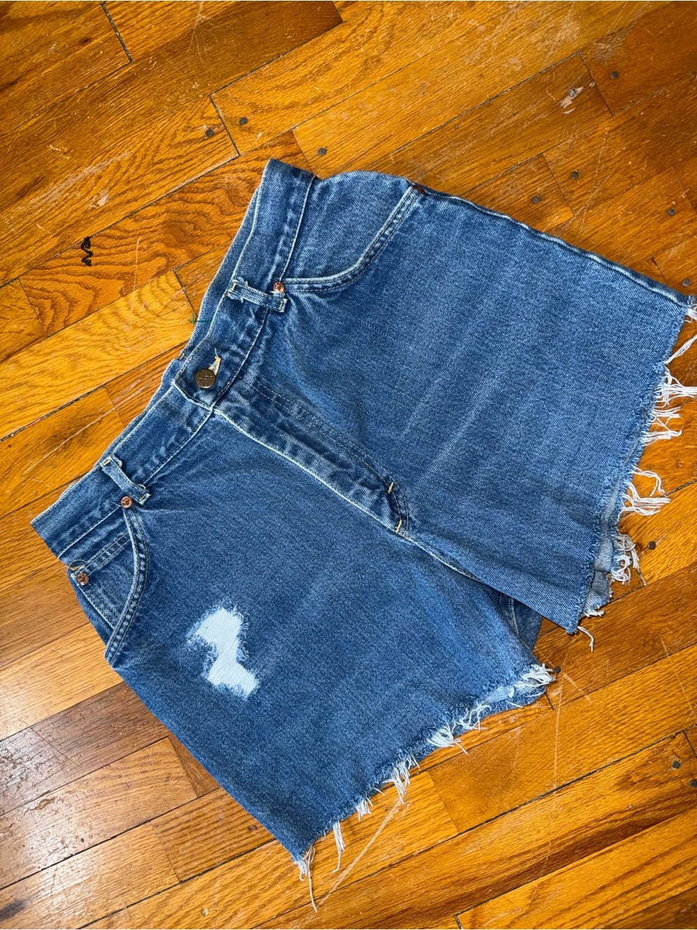 Lee Blue Distressed Cutoff Denim Shorts